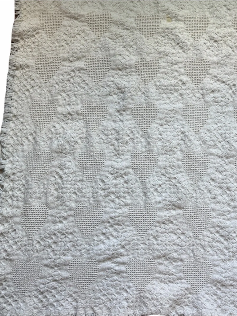Vintage Cream Heart Tapestry Throw Blanket 40” x 60” Cottagecore